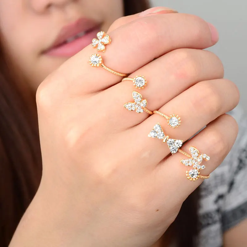 10 шт./лот панк Бант Цветок набор колец на палец модные ювелирные изделия Кристалл