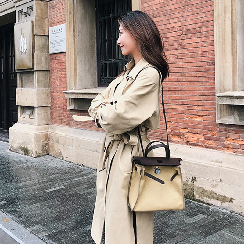 Весна осень ветровка Женское пальто Тренч 2019 Новое хаки повседневное Свободное