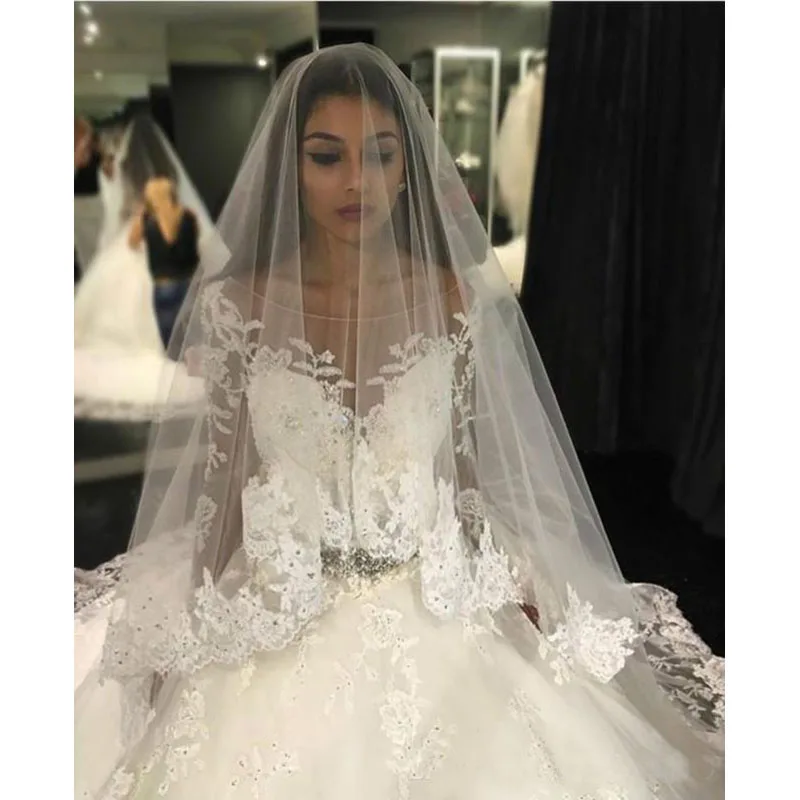 Женское свадебное платье с длинным рукавом Vestido de Noiva бальное из прозрачного тюля