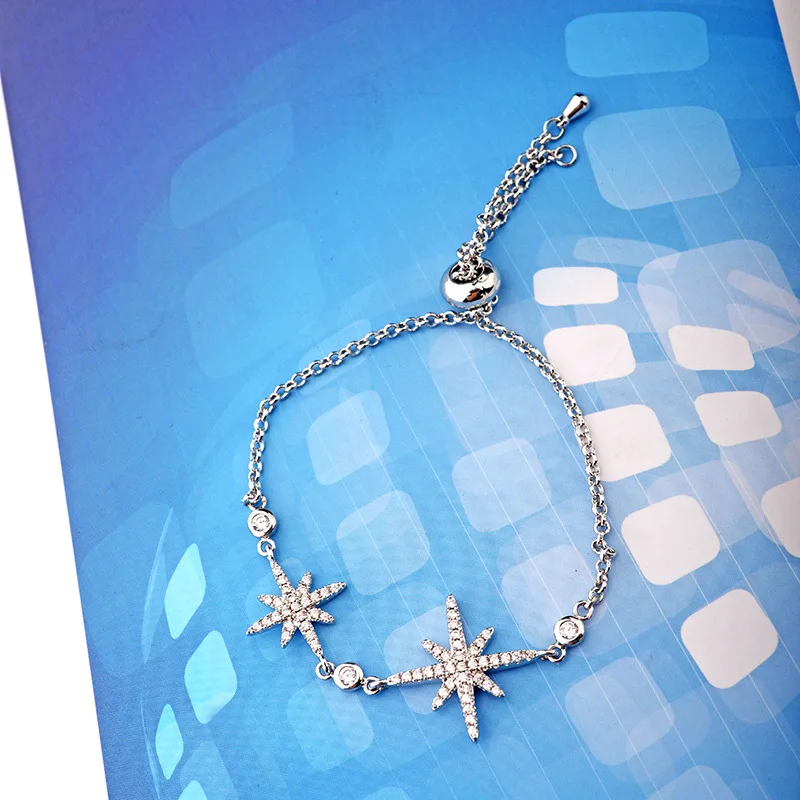 Браслет и браслет для женщин высокое качество блестящий циркониевый цвет ювелирных изделий Pulseira Feminina ZK40|star