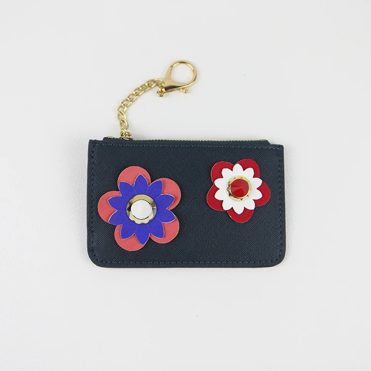 Милые стереоскопические цветы монета сумка на молнии кошелек из натуральной