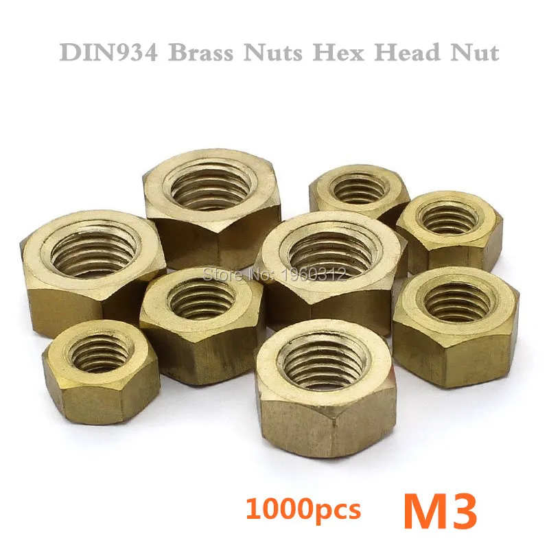 1000 шт./лот DIN934 M3 латунные гайки шестигранные метрические|nut bolt and washer|m3 interiornuts standard