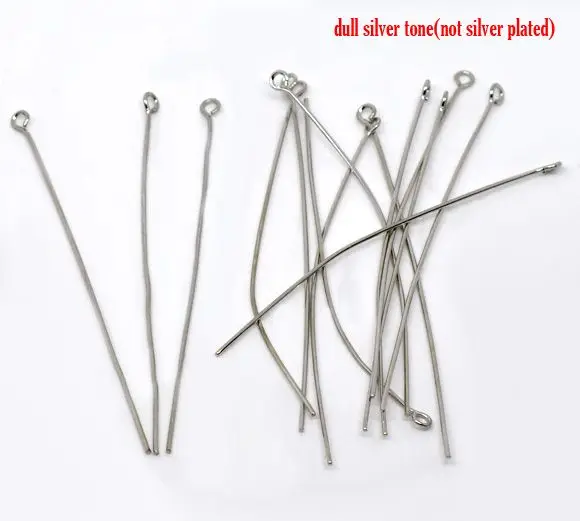 

DoreenBeads 300PCs Silver Color Eye Pins 60x0.7mm(21 gauge)