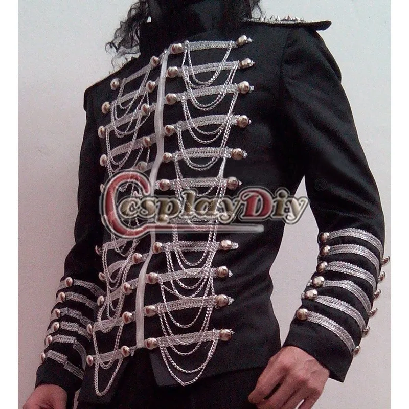 Cosplaydiy пиджак и брюки Майкла Джексона черный костюм роскошный сценический одежда - Фото №1