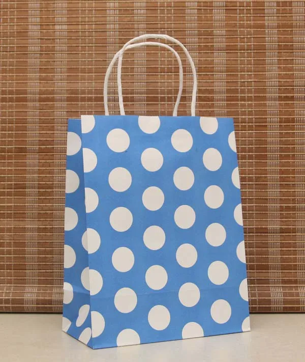 Бесплатная доставка! 1 лот = 30 шт.! Новые подарочные бумажные пакеты в горошек 27*21*11