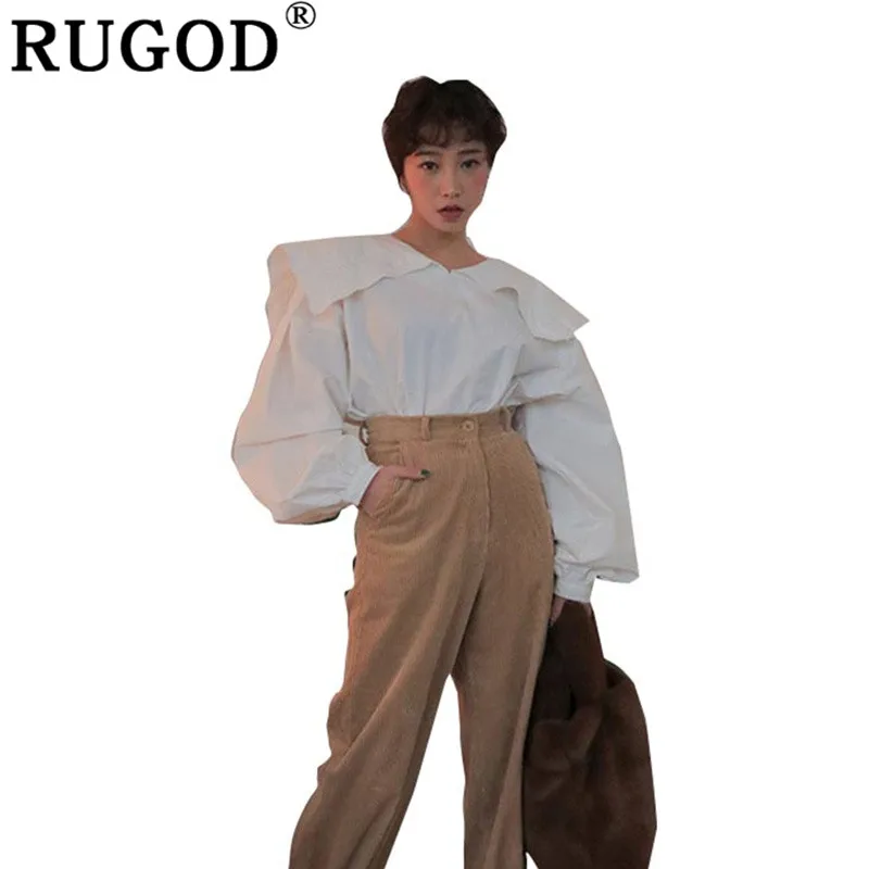 RUGOD элегантная белая блузка женская 2019 Весна новое поступление сладкий большой
