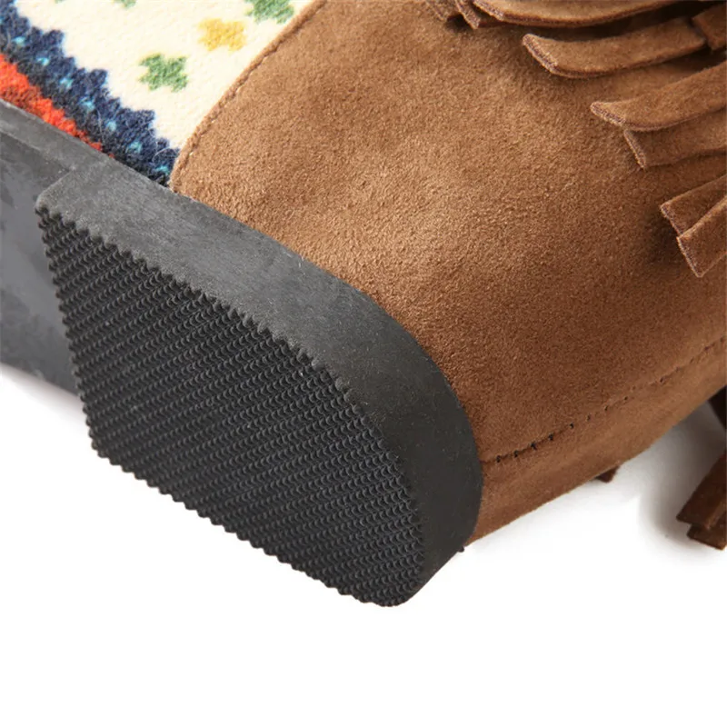 Новая женская обувь ботинки с бахромой и декором зимняя повседневная