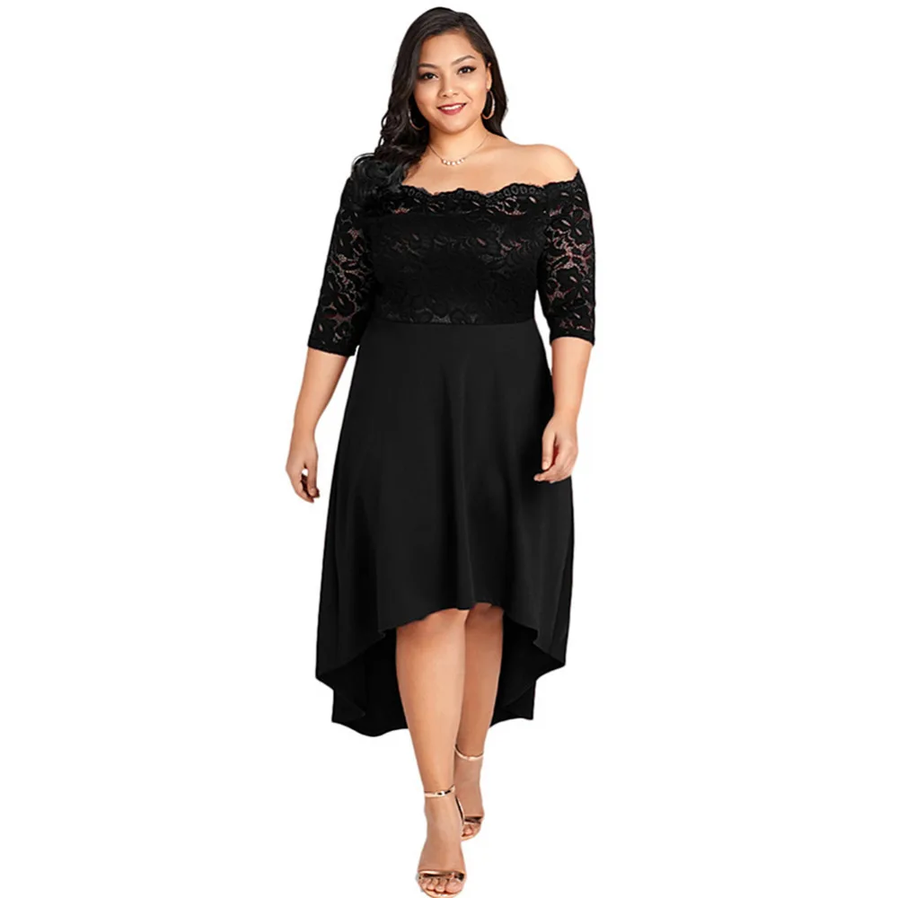 Женское платье с открытыми плечами Romacci вечерние платья кружевным вырезом 4XL 5XL