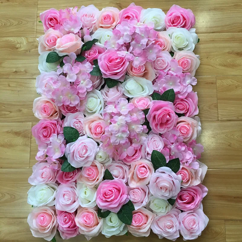 2 Высокая плотность плотный цветок стены 40x60 см красочные шелковые искусственные цветы розы романтический для свадебного фона украшения - Color: 2