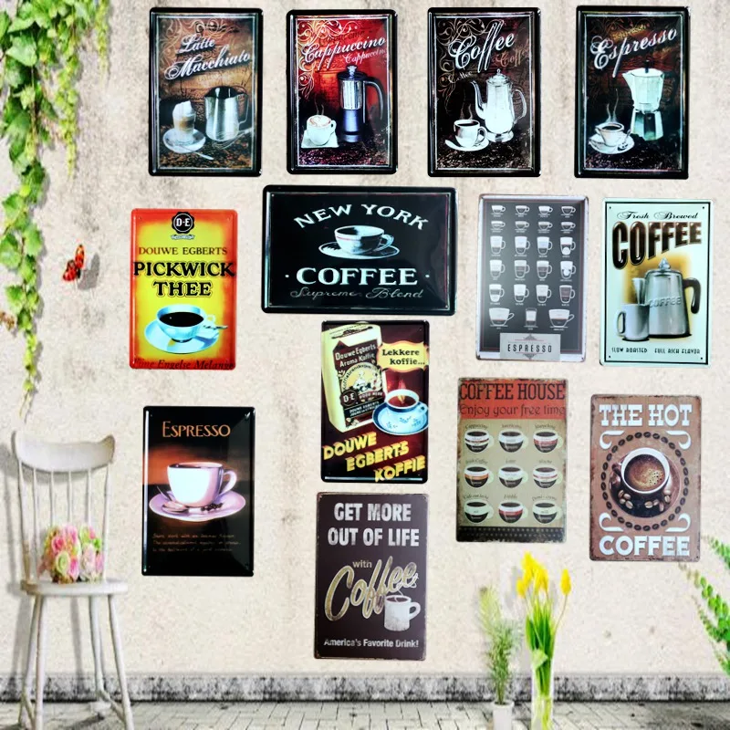 

Coffee Tin Signs Metal Plates For Wall Pub Bar Home Art Decor Cuadros Iron Poster 30X20CM A-8595