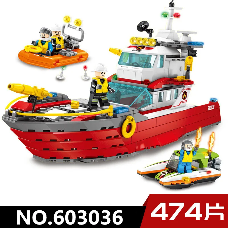 Fire Fighting Trucks Car Helicopter Boat Building Blocks Station Compatible Legoing City Firefighter Figures Children Toys | Игрушки и