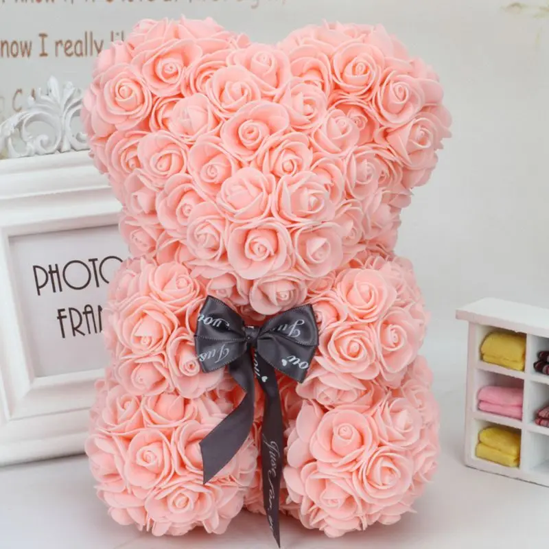 

Hot Wedding Flower Bear Decoration Handmade Flowers Cute Fashion Artificial Ornaments Doll Valentines Wedding Flower Basket