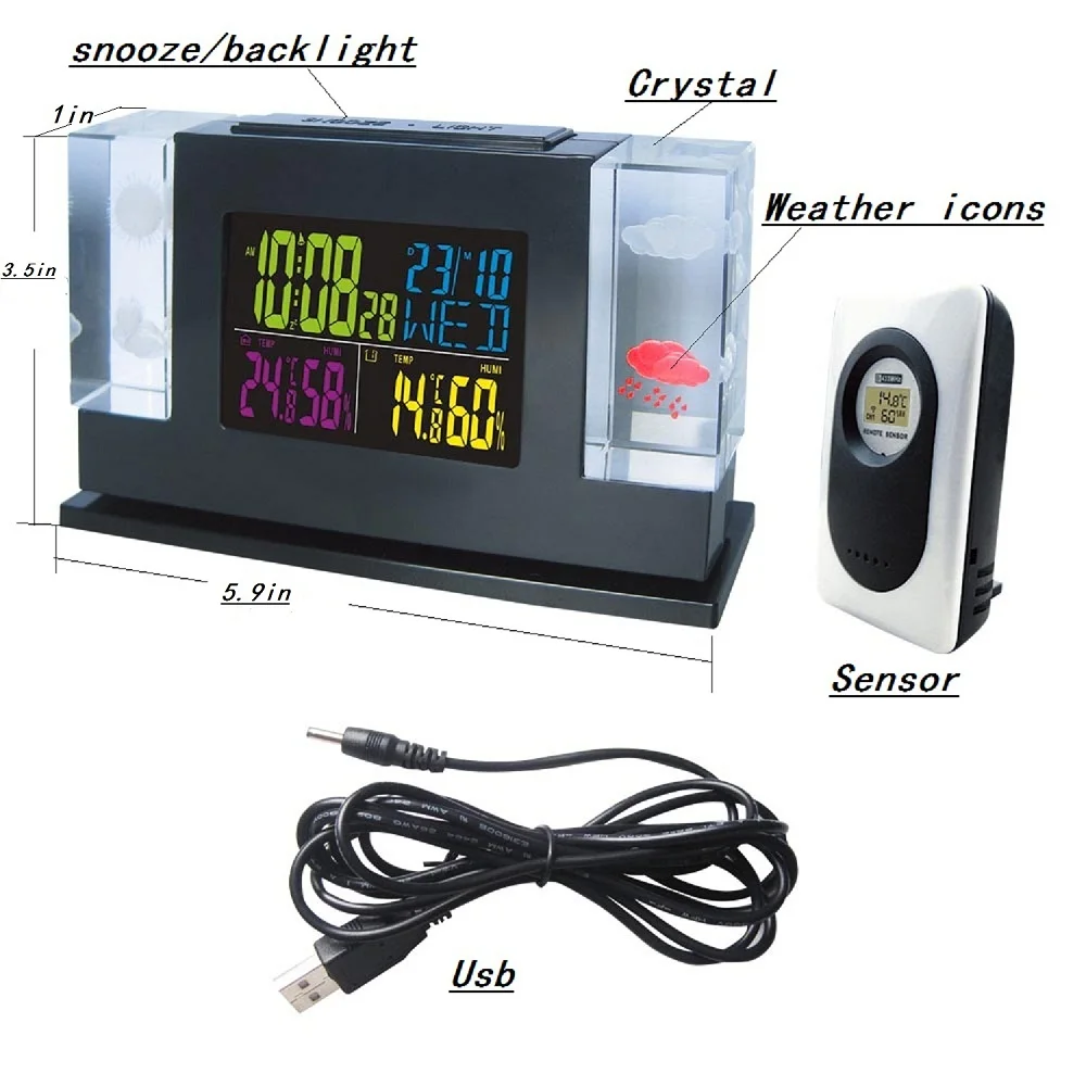 DYKIE Крытый Открытый Температура Влажность красочный дисплей DCF управляемая