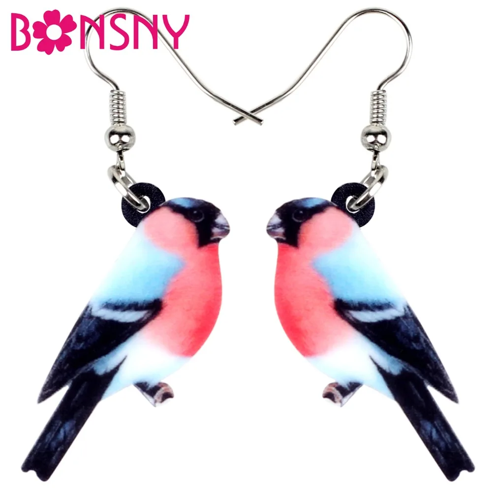 

Bonsny Acrylic Unique Bullfinch Bird Earrings Big Long Dangle Drop Novelty Animal Jewelry For Women Girls Teens Summer Charms