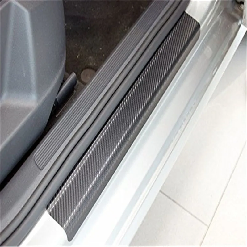 

4 Pcs Car Door Scuff Sill Plates Step Plate Protector DIY Accessories Carbon Sticker For Ford Honda Toyota Air Release NO BUBBLE