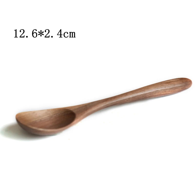 Dessert spoon BalleenShiny черный орех кофе медовые ложки деревянный японский стиль перемешать длинный Совок большой суп рисовая ложка кухонная посуда подарок - Цвет: Dessert spoon