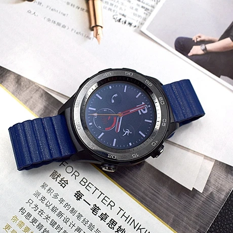 Ремешок кожаный магнитный для наручных часов браслет huawei watch 2 Sport Classic Samsung Gear S3