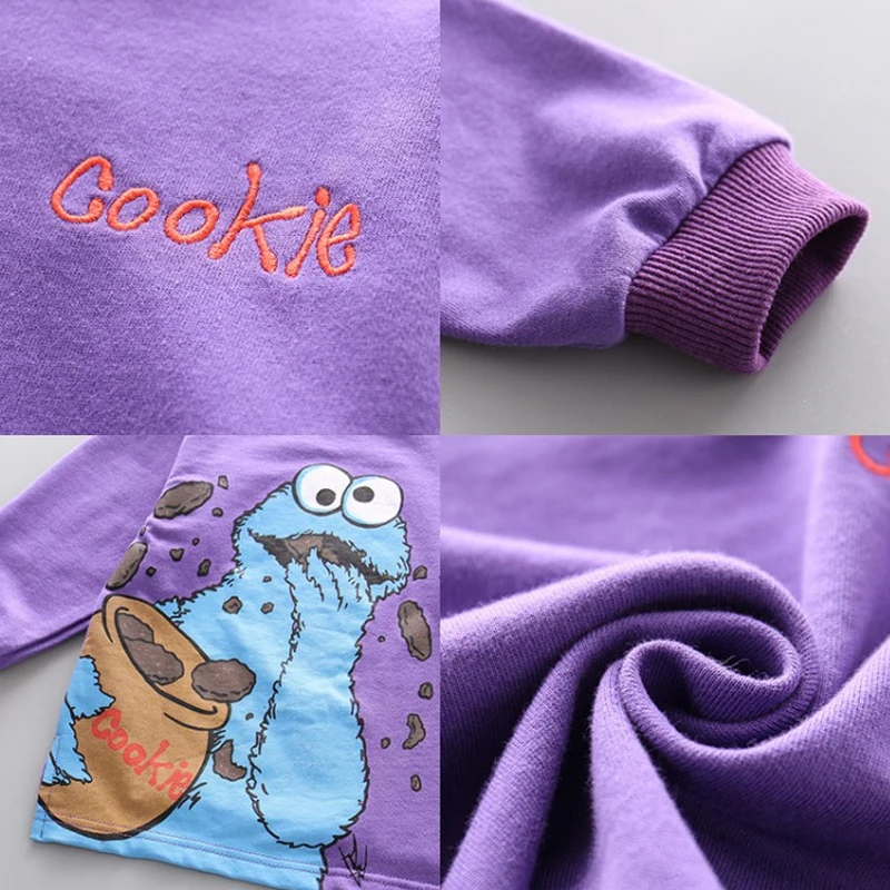 

KISBINI Girls Sweatshirt Autumn Spring Dress Cartoon Letter Printed Sweatshirt Fashion Long Sleeve Dress for 2-6T Girl