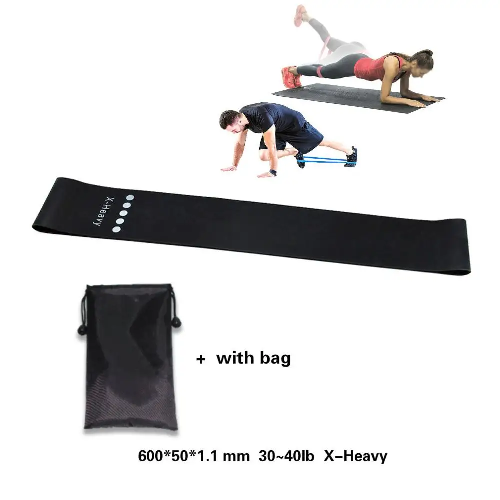 5 Level Yoga Resistance Rubber Bands Pilates Sport Training Workout Elastic Bands Indoor Outdoor Fitness Equipment 0.35mm-1.1mm - Цвет: black with bag