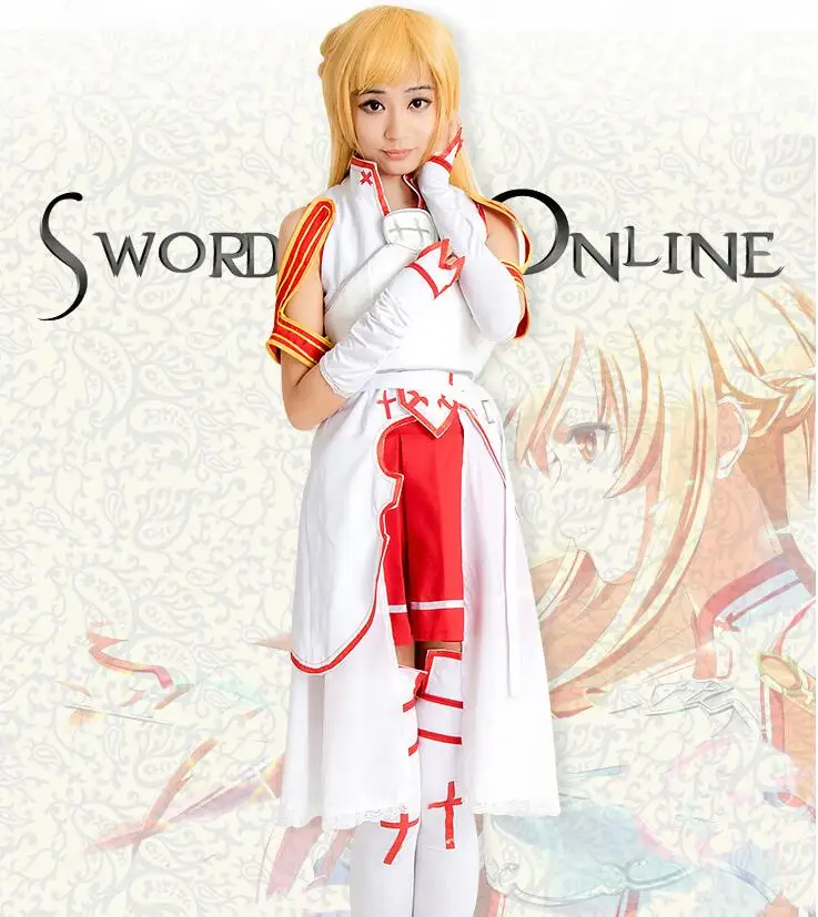 Аниме меч искусство онлайн игры Asuna Мультфильм Косплей Костюм Полный комплект