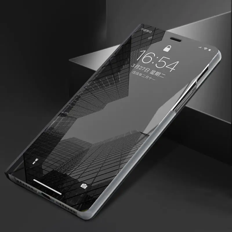 Black Роскошный зеркальный флип-чехол для huawei P Smart P30 Pro P20 Lite mate 20 светильник Psmart Plus 6,3 Hawei P 30 Мягкая задняя крышка для телефона - Цвет: Black