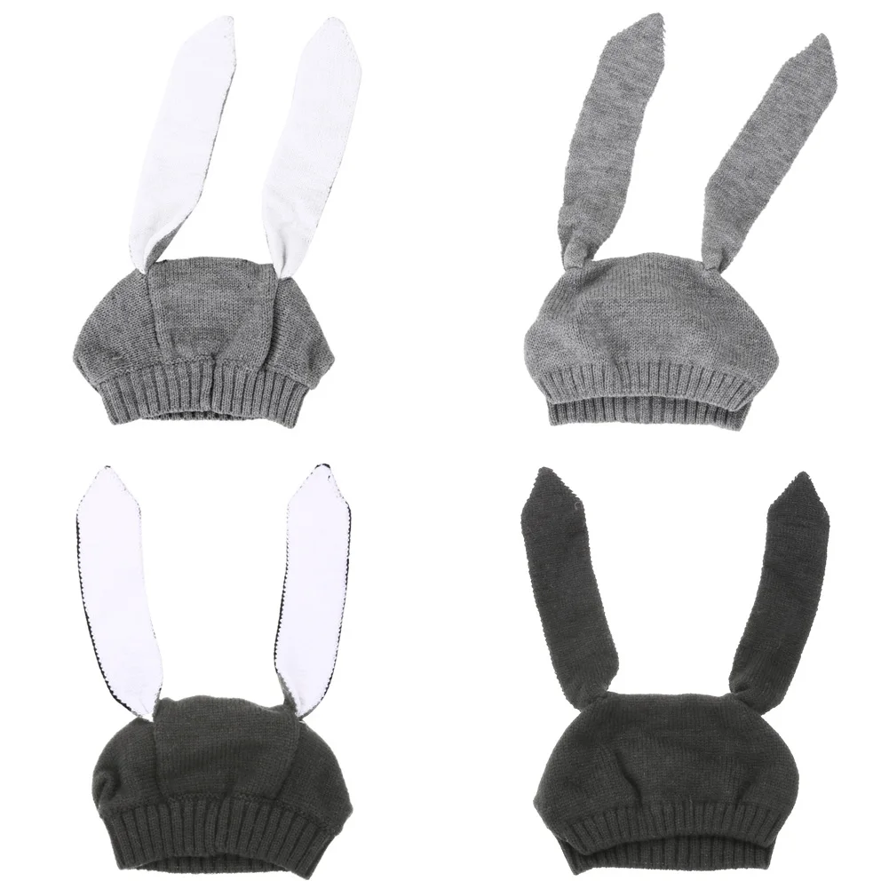 Детские шапки вязаные с заячьими ушками Сезон осень зима Теплые шапочки для