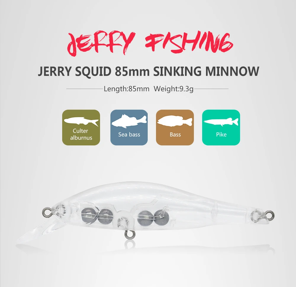 Jerry 85 мм тонущий блесна Джеркбейт заготовки неокрашенные жесткие приманки, рыбалка