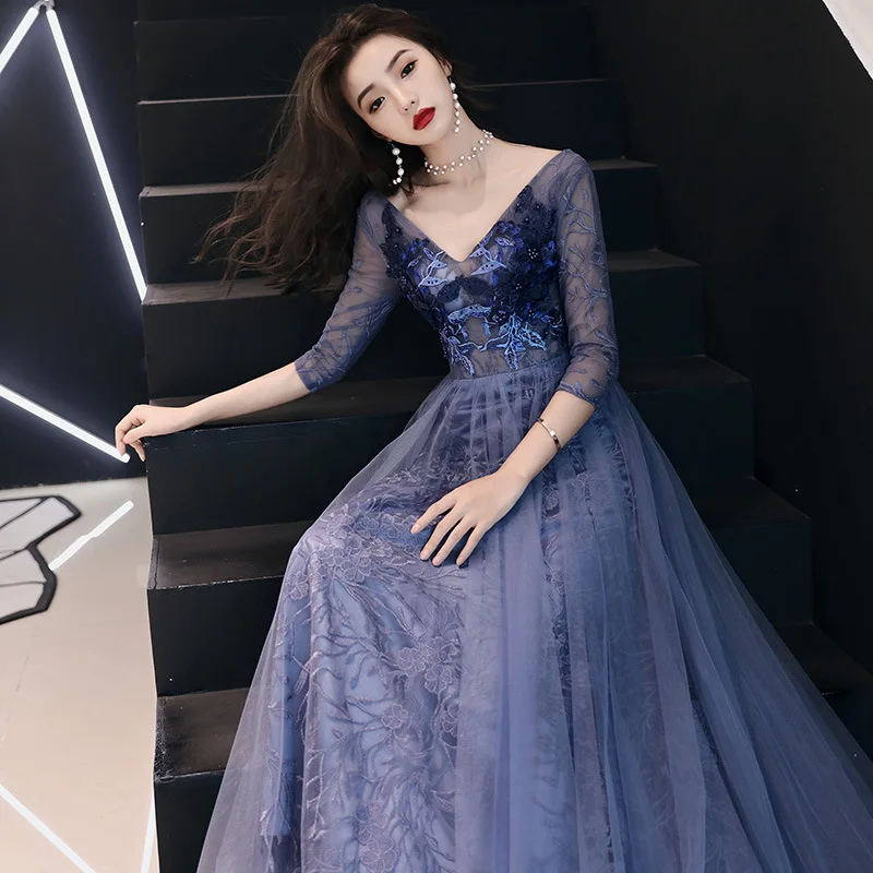 Фиолетовое китайское Восточное Свадебное женское вечернее платье Cheongsam