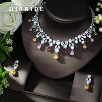 hibride luxury party tassels 2pcs nigerian jewelry set for women wedding zircon indian african bridal jewelry set n 983