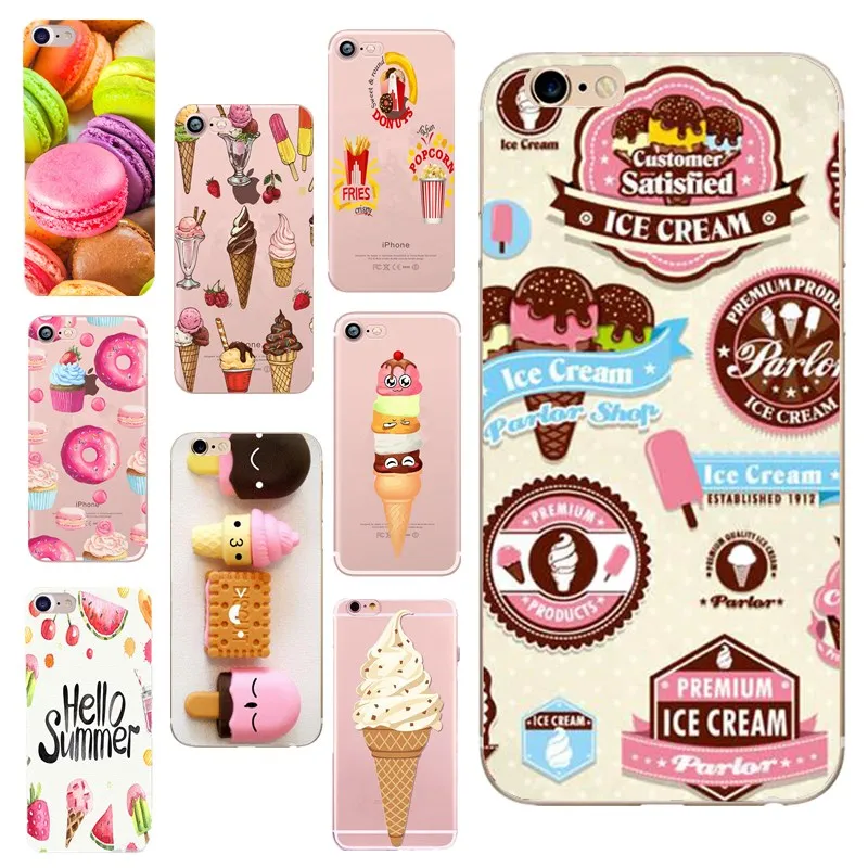 Мороженое чехол для телефона iphone х Мода macarons задняя крышка Прекрасный мультфильм
