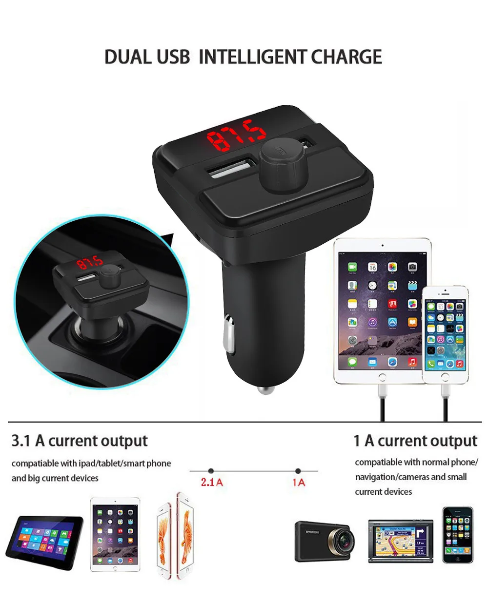 Автомобильный Bluetooth MP3 плеер fm передатчик для смартфона ручные звонки аксессуары