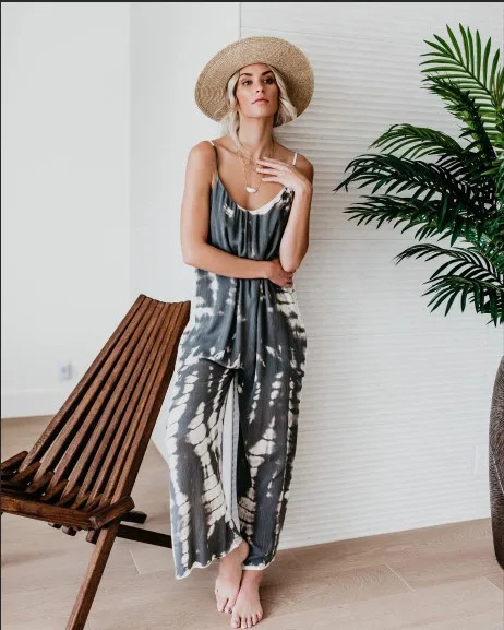 Повседневный комбинезон на бретельках с принтом без рукавов Combinaison Femme