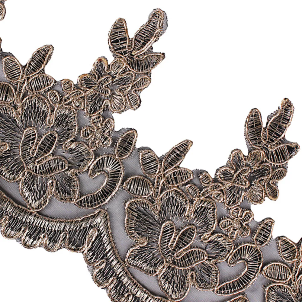 2 ярда кружевная лента для отделки золотая металлическая вышивка гипюр шнур