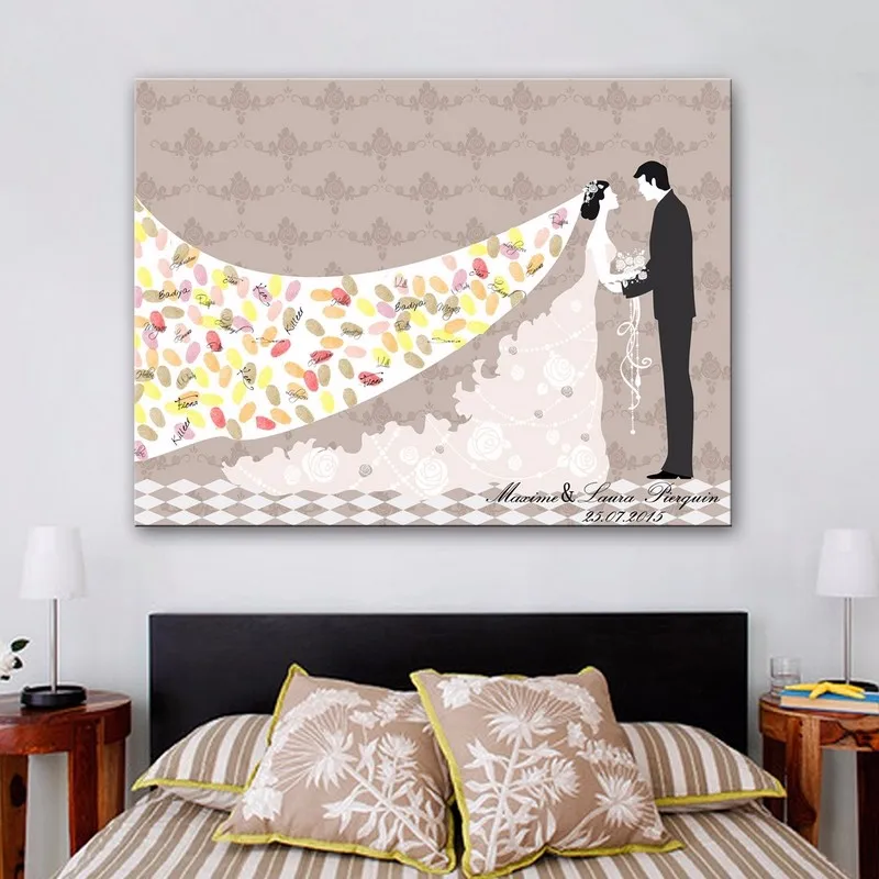 Свадебное платье персонализированный гость книга альтернативы Печать на холсте