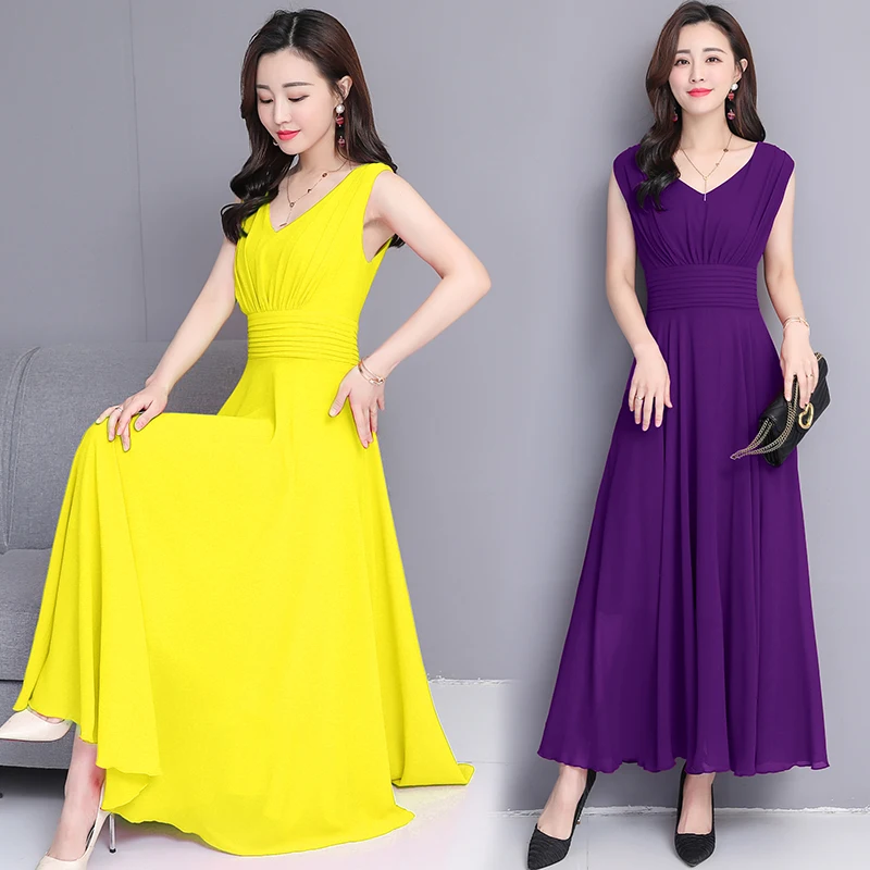 Женское шифоновое платье с коротким рукавом однотонное длинное в богемном стиле