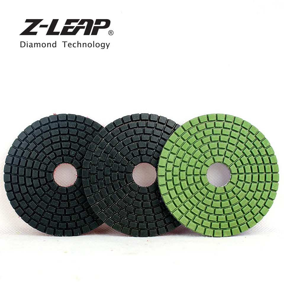 Z-LEAP 4 дюймов 3 шагов Подушечка для полирования Гибкая мокрой Diamond полировки колеса для Гранит Мрамор камень абразивный инструмент