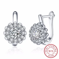lekani silver star with round cz flower huggies small hoop earrings anti allergic jewelry for womens children girls baby kids