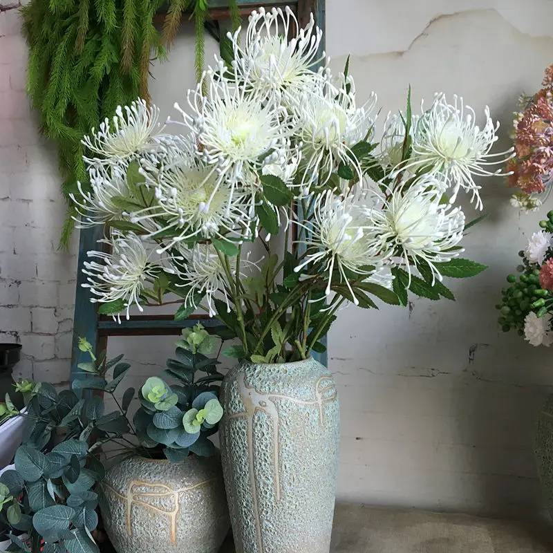 3 головки/ветка Leucospermum искусственные цветы для свадебного украшения Флорес Искусственные пластиковые искусственные цветы