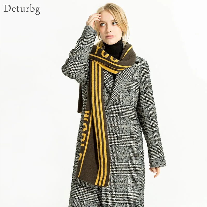 Женский модный длинный шарф с надписью Striepd роскошный бренд теплые кашемировые