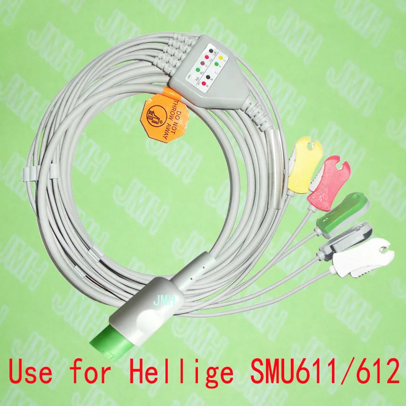 

Compatible with 10pin Hellige SMU611/612 ECG Machine the one-piece 5 lead cable and clip leadwire,IEC or AHA.