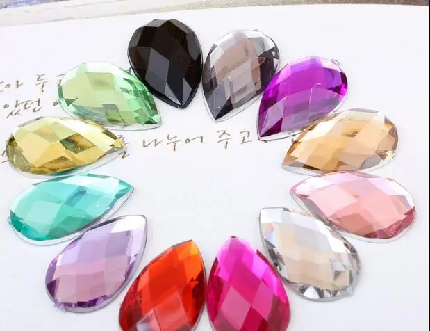 2000 штук пакет 8*13 мм плоские акриловые стразы в форме капли акриловый пластик 3D