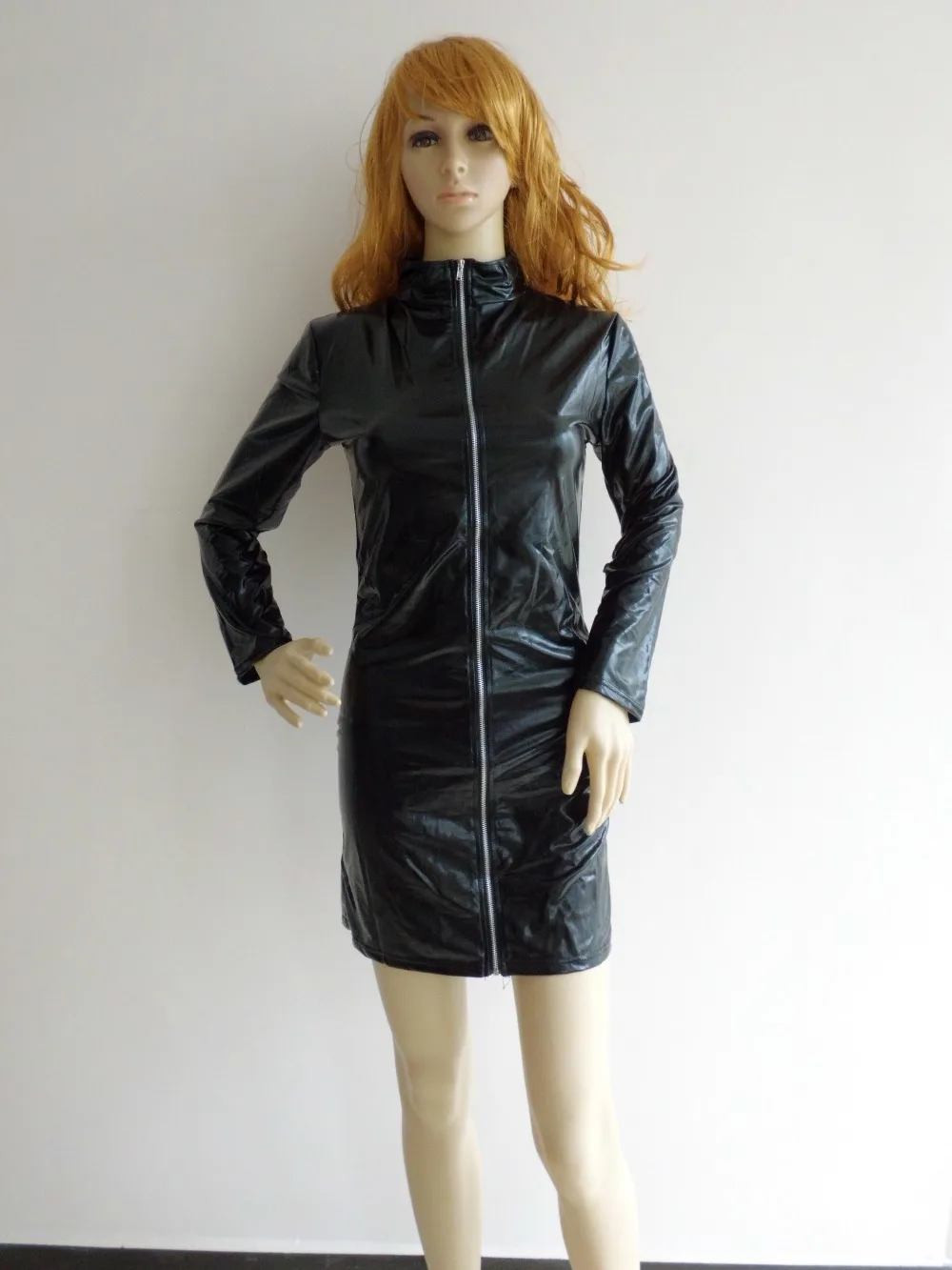 Для женщин Искусственная кожа латекс модные платья Эротичные костюмы