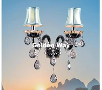 modern european black clear crystal wall lamp luxury bedroom bedside wall candle e14 k9 crystal wall scones ac 100 guaranteed