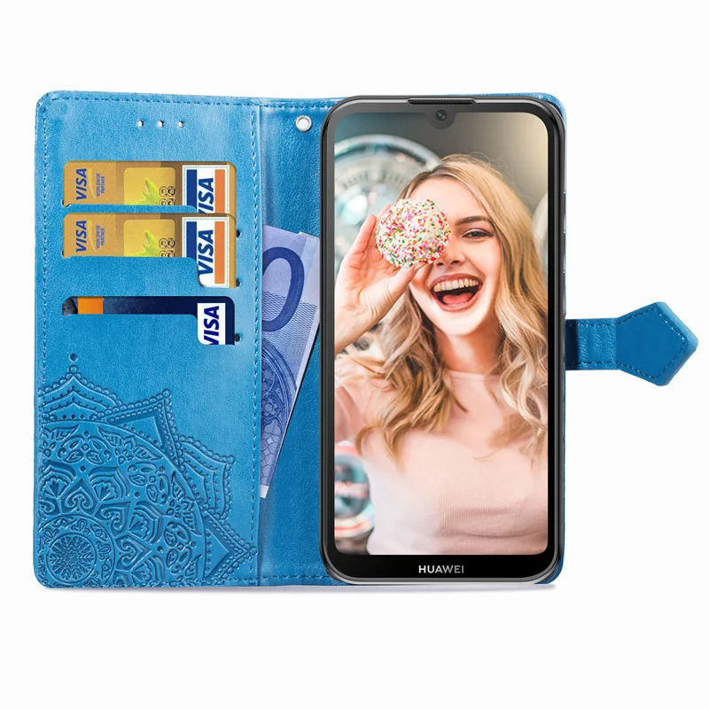 3D чехол-кошелек с цветочным рисунком для Huawei Y9 Y5 Y6 Y7 Prime 2018 Pro 2019 Honor 8S 8A 7A 7S 7C Enjoy 8E 9