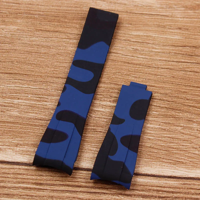 Blue Camo Аксессуары для часов Силиконовый Камуфляжный ремешок для часов, применимый для часов Ролекс зеленая вода призрак король ремень ANCON Yacht Masters - Цвет ремешка: Blue Camo