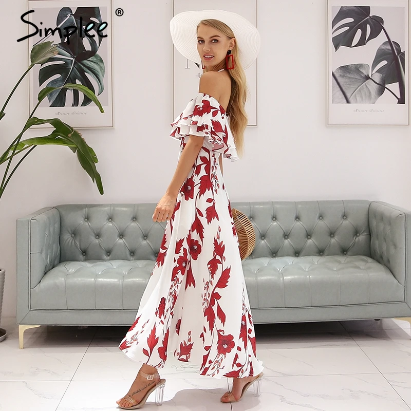 Simplee пикантные с открытыми плечами летнее платье для женщин Холтер спинки