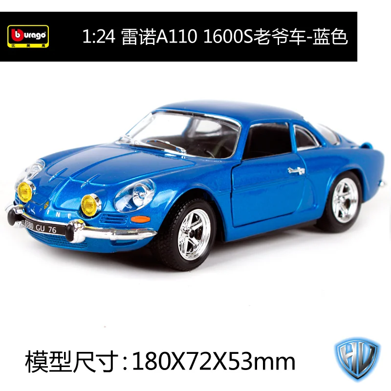 22093 Bburago 1:24 ALPINE RENAULT A110 1600S синяя литая под давлением модель автомобиля игрушка Новинка в коробке 22093 - Цвет: 22093