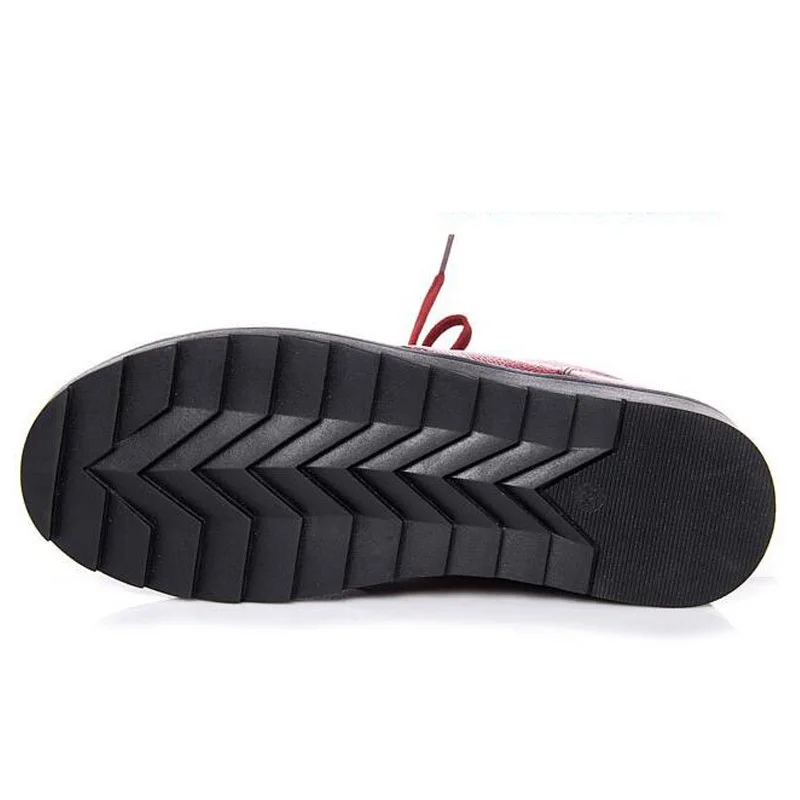 

BEYARNE 2018 Genuine Cow Leather Women Ankle Boots Lace Up Round Toe Natural Wool Snow Boots Women Winter Warm Flat Shoes