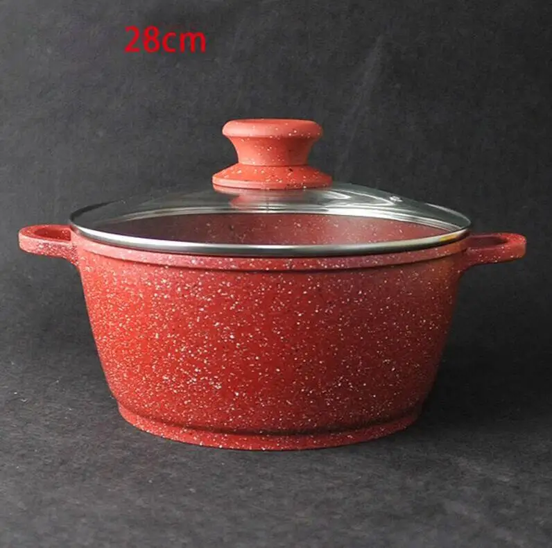 28CM Суповый горшок с антипригарным покрытием, кастрюля, кухонная посуда, кастрюля для соуса, кухонные кастрюли для приготовления пищи, жаровня, кастрюля, faitout - Цвет: 28CM