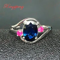 18 k white gold with 100 natural sapphire ring female 1 5carat luxury and generous blue and green